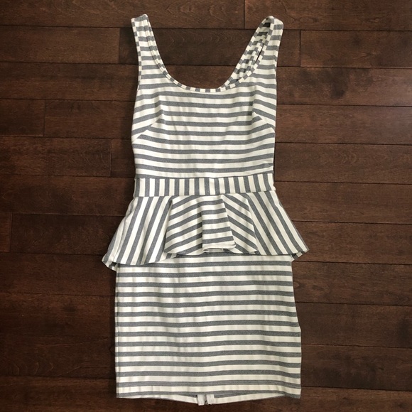 bebe Stripe Peplum Bodycon Dress - Picture 2 of 4